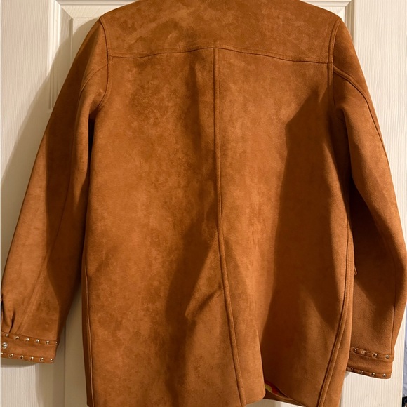 Studded Faux Suede Jacket - Brown - Picture 3 of 8